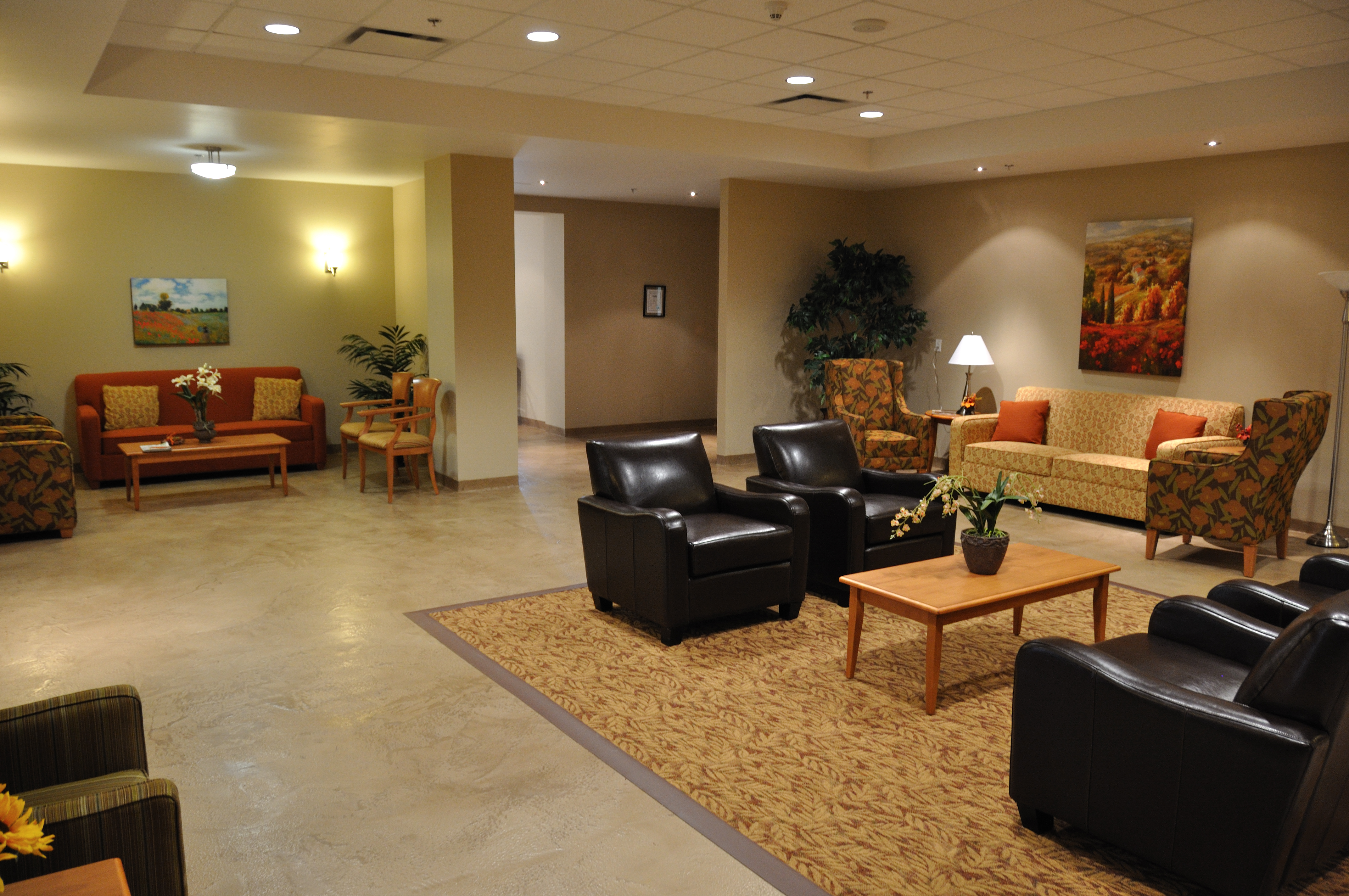 Care facility lounge with polished StoneCraft flooring