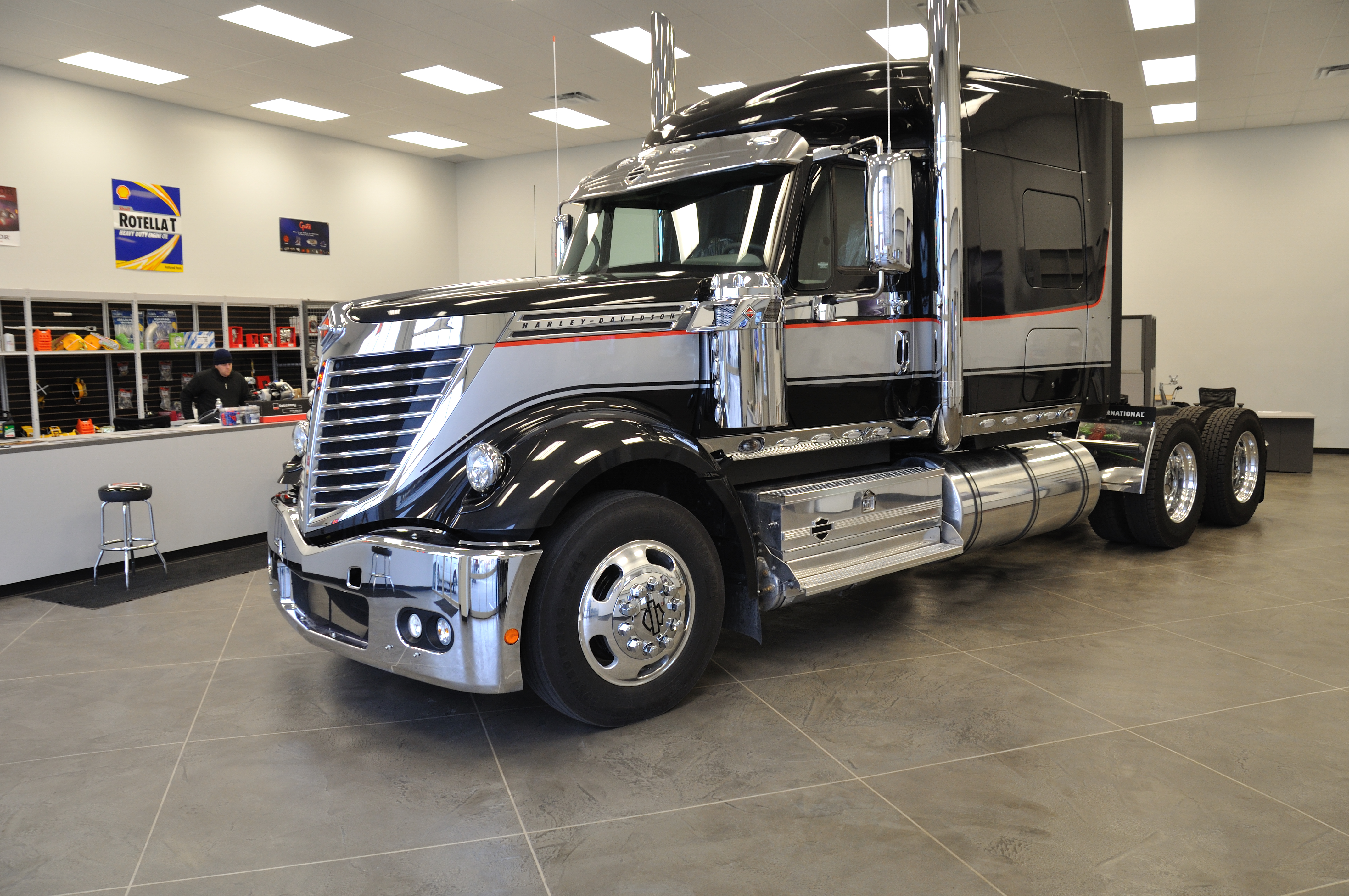 Truck dealership showroom with StoneCraft commercial flooring